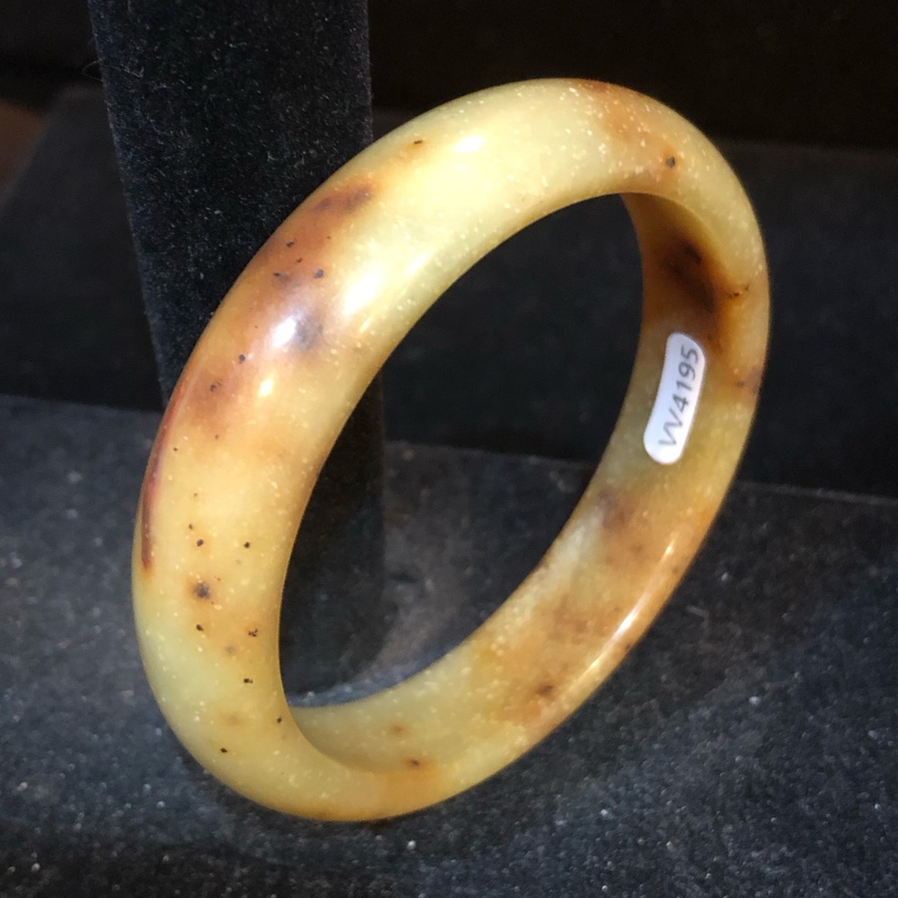 Genuine Light Moss Green & Brown Jade Bracelet - Picture 1 of 11